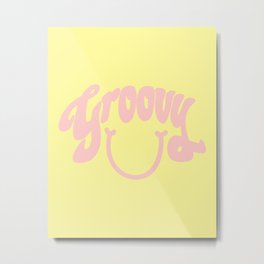 Groovy Smile // Fun Retro 70s Hippie Vibes Lemonade Yellow Grapefruit Pink Lettering Typography Art Metal Print | Curated, Groovy The Of Q0, College Dorm Decor, Tiedye Tyedie Tyedye, Yellow Light Pink, Throwback Picture, Love Free Peace 70S, Vintage Living Life, Rainbow Wave Waves, Graphicdesign 