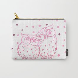Owls - Pink Carry-All Pouch | Pink, Children, Valentines, Birds, Graphicdesign, Watercolor, Pair, Cute, Valetine, Lovebirds 