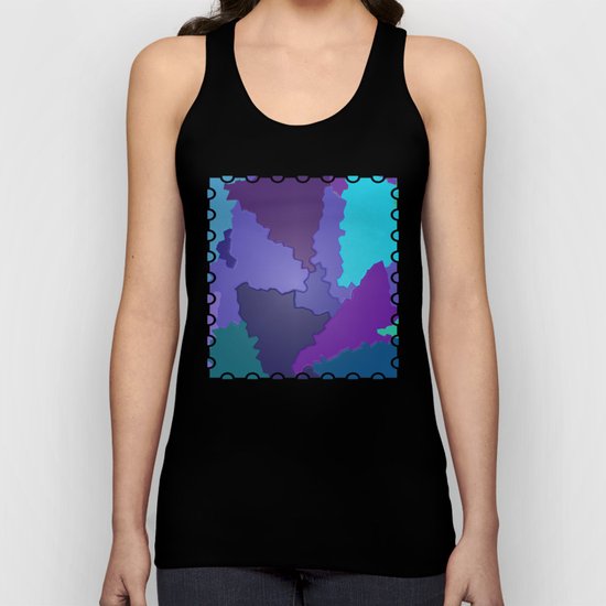 Blues and Purples Puzzle Patchwork Unisex Tank Top