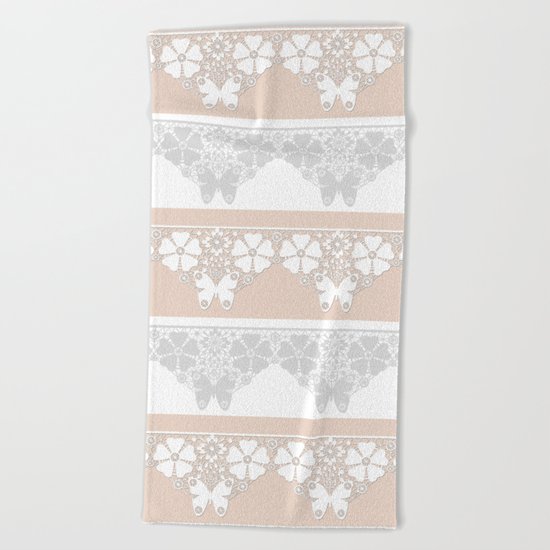 Peach-colored lace . Beach Towel