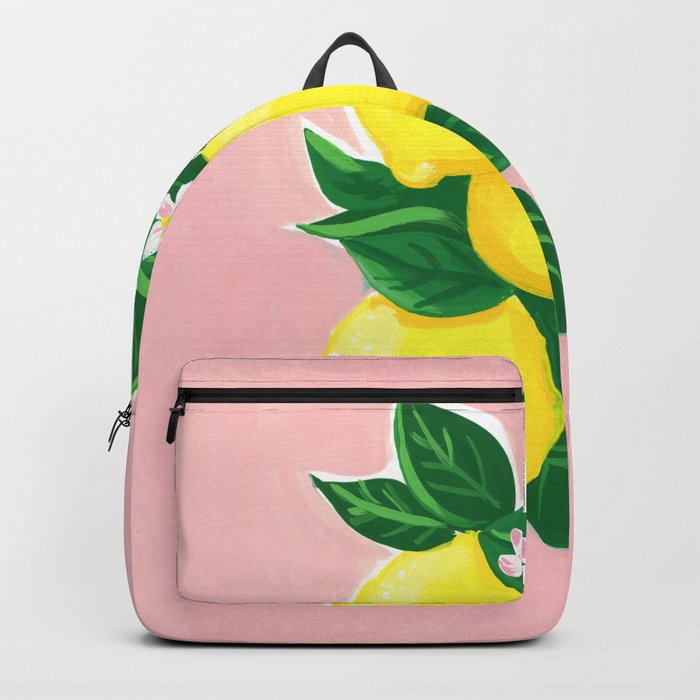 Lemons on Pink Backpack