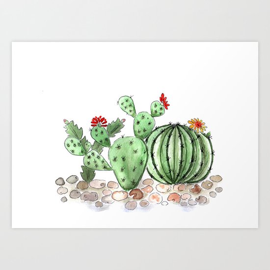 Cactus watercolor illustration Art Print