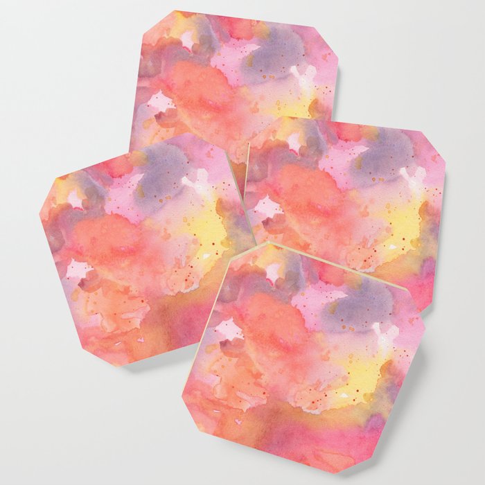 Sunset Color Palette Abstract Watercolor Painting Coaster