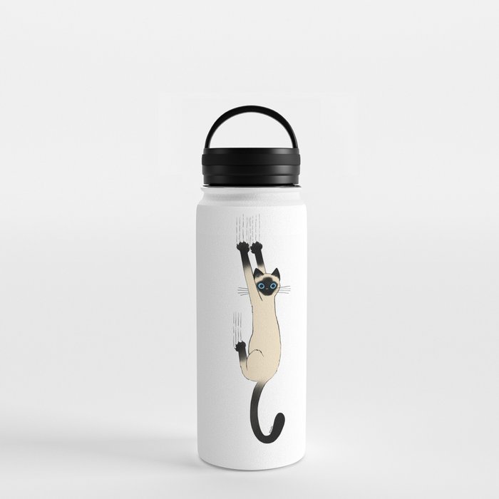 Siamese Cat Hanging On Water Bottle