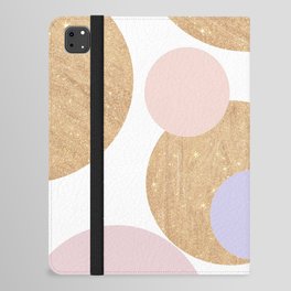 Abstract pink coral white gold glitter geometrical shapes iPad Folio Case