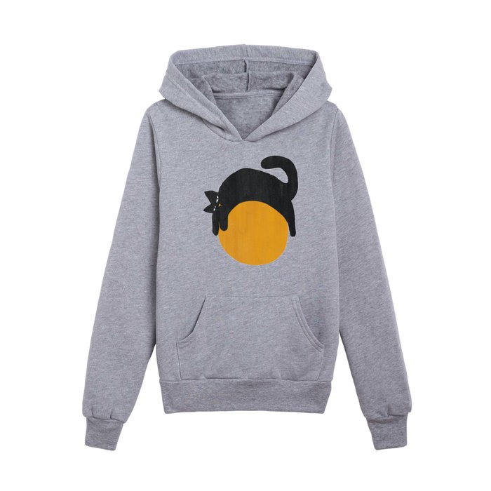 Cat with ball Kids Pullover Hoodie