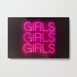 GIRLS GIRLS GIRLS Metal Print | Sexy, Pink, Glow, Babes, Curtains, Funny, Neon, Lights, Photo, Girls 