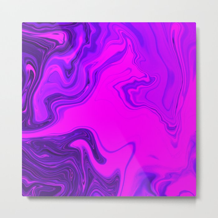 Liquid Color Marble Purple and Pink Metal Print