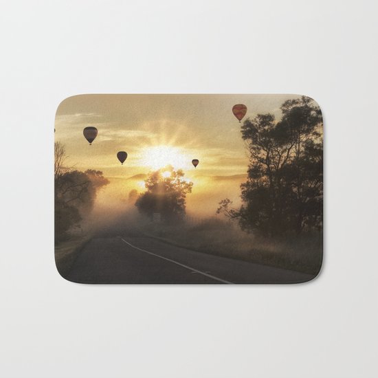 Hot Air Balloons on a Foggy Morning Bath Mat