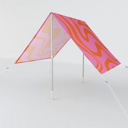 Retro Liquid Swirl Abstract Pattern in Hot Pink and Bright Red Orange Sun Shade