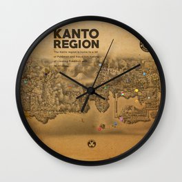 Kanto Region Map Wall Clock | Illustration, Game, Graphic Design 