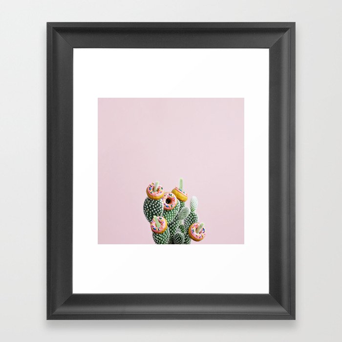 Donut Cactus In Bloom Framed Art Print