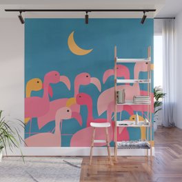 Midnight Flamingos Wall Mural