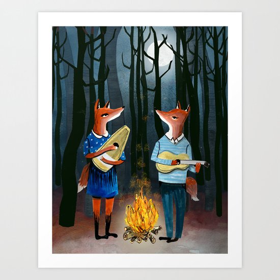Eine Kleine Foxmusik - Fox Duet Art Print