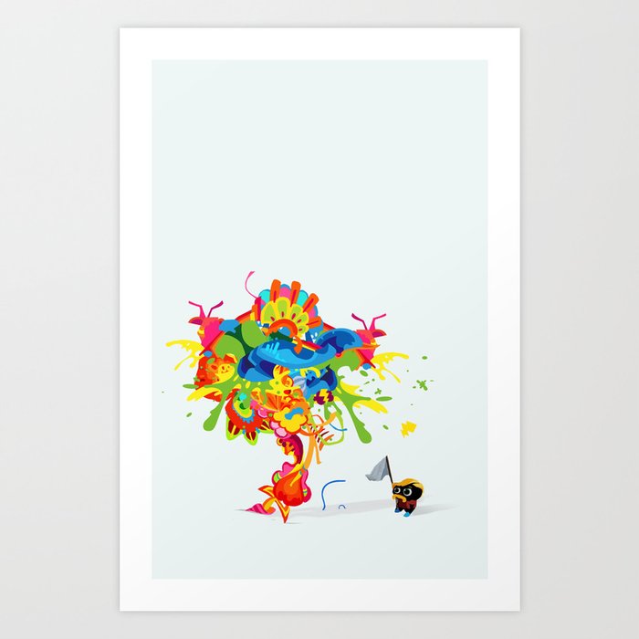 Wild moustache ride Art Print