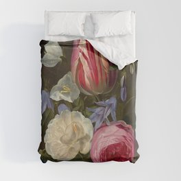 Roses and a Tulip in a Glass Vase, 1650-1660 by Jan Philips van Thielen Duvet Cover