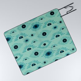 Modern Evil Eye Pattern - Pearl Aqua and  blue Picnic Blanket