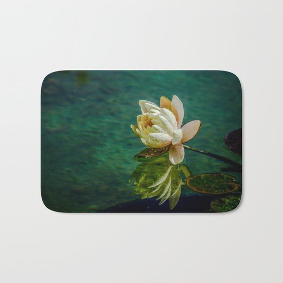 Water Lily after rain Bath Mat