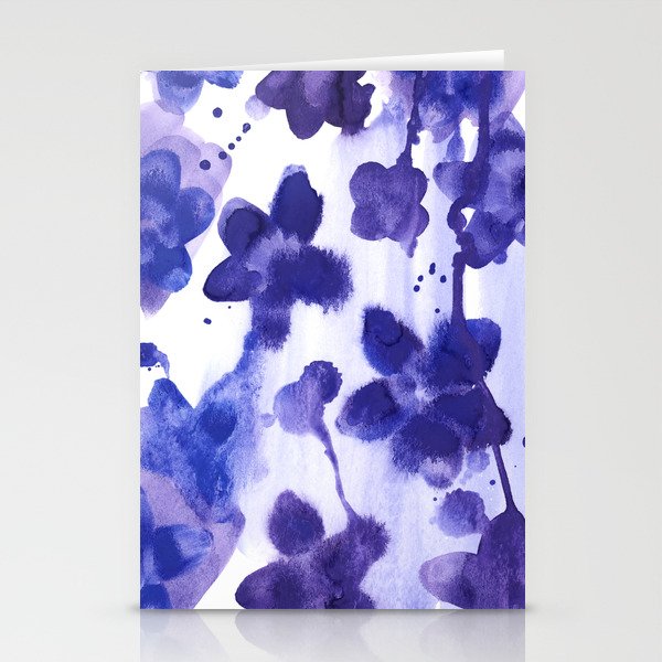 Floral Splash Abstract Watercolor Painting In Purple And Blue