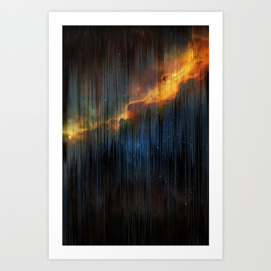 Planet Pixel Fall Down Art Print