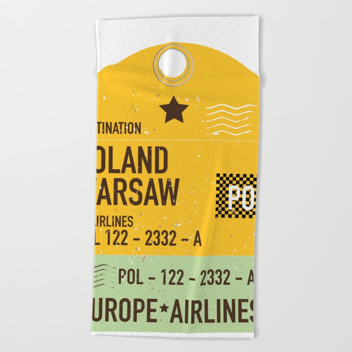 Poland Warsaw travel Ticket Beach Towel