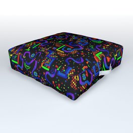 Neon Pixel Pattern Outdoor Floor Cushion