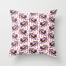 Red Sneaky Cat Throw Pillow