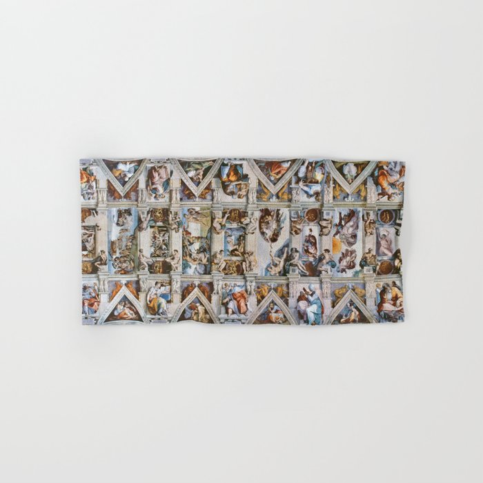 Sistine Chapel Ceiling Michelangelo Hand Bath Towel By