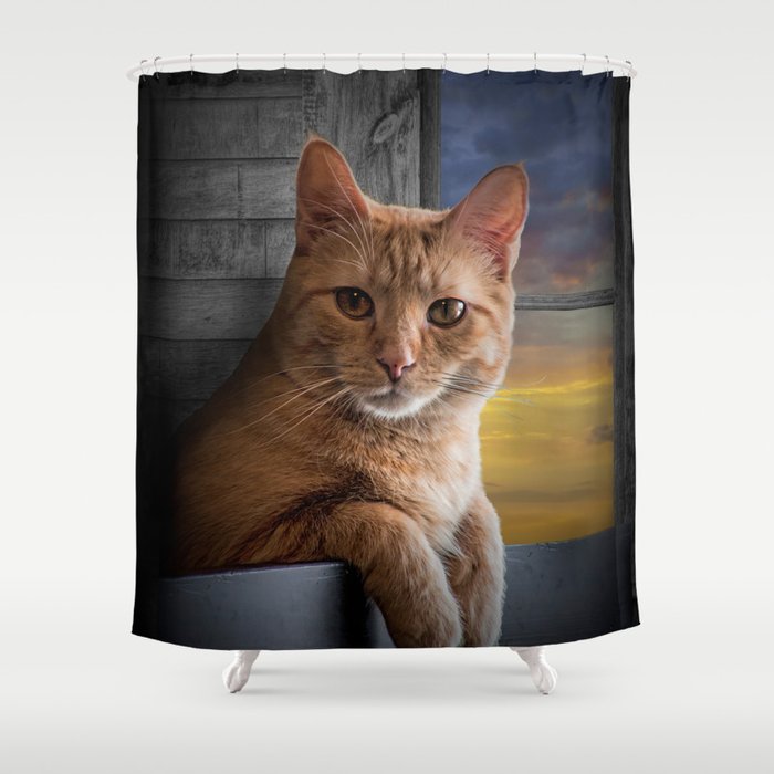 You looking at me, says the Cat Shower Curtain