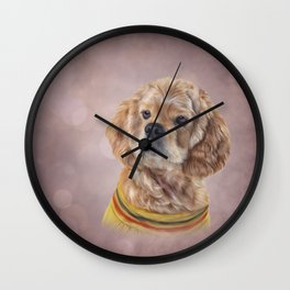 Drawing Dog breed Spaniel Wall Clock