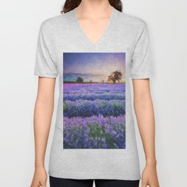 Lavender Fields V Neck T Shirt
