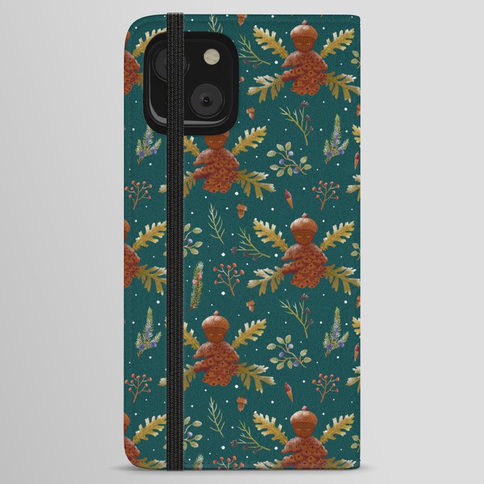 Forest Fairy Pattern (Green) iPhone Wallet Case