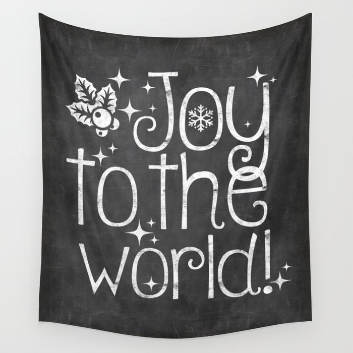Joy to the world chalkboard christmas lettering Wall Tapestry