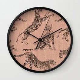 peach leopard pattern Wall Clock