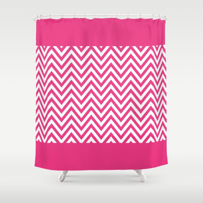 Hot Pink And White Chevron Shower Curtain By Antiqueimages