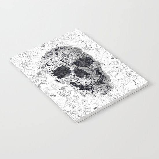Doodle Skull BW Notebook