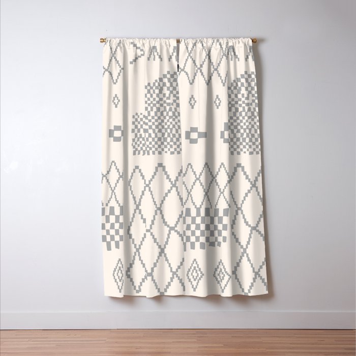 Moroccan Patchwork In Cream And Grey Blackout Curtain By Beckybailey1 Society6