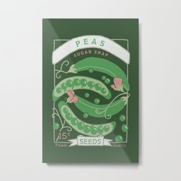 Sugar Snap Pea Seed Packet (green) Metal Print | Snappeas, Foodillustration, Farmersmarket, Graphicdesign, Garden, Sugarsnappeas, Veggies, Peas, Vegetables, Kitchenart 