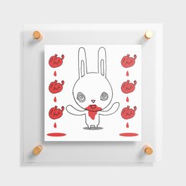 Heart Conjuring Bunny Rabbit - funny cartoon drawing with blood and magic! Floating Acrylic Print
