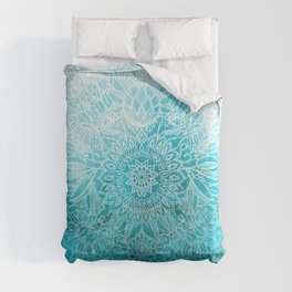 Fade to Teal - watercolor + doodle Comforter
