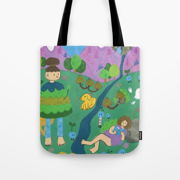 Reading with the Forest Spirits Tote Bag