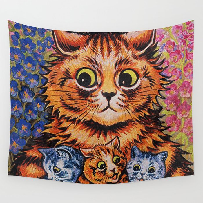 Cat and Her Kittens-Louis Wain Cats Wall Tapestry by ...