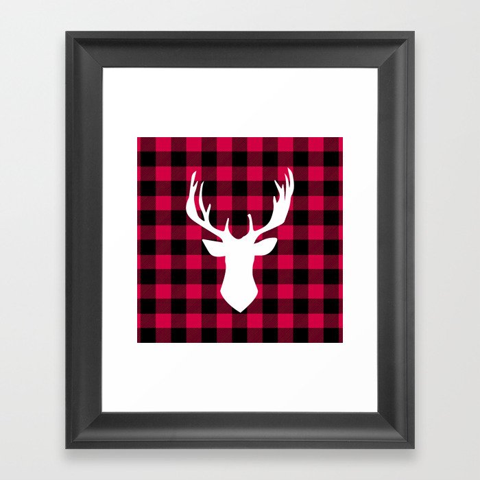 Winter Plaid Deer Framed Art Print By Heartlocked Society6