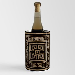 Greek Key Ornament - Greek Meander -Gold on Black Wine Chiller