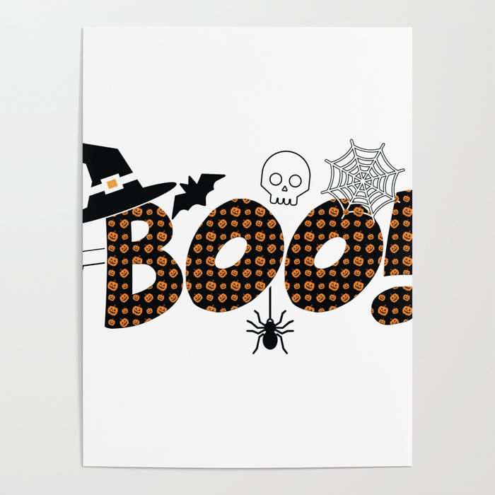 Boo Halloween print for Trick or Treating Cute Gift Costume graphic Poster