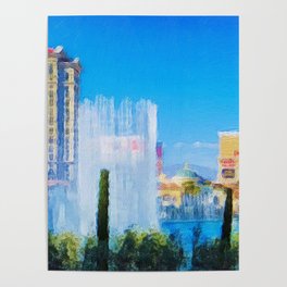 Bellagio Fountains daytime Las Vegas Strip Poster
