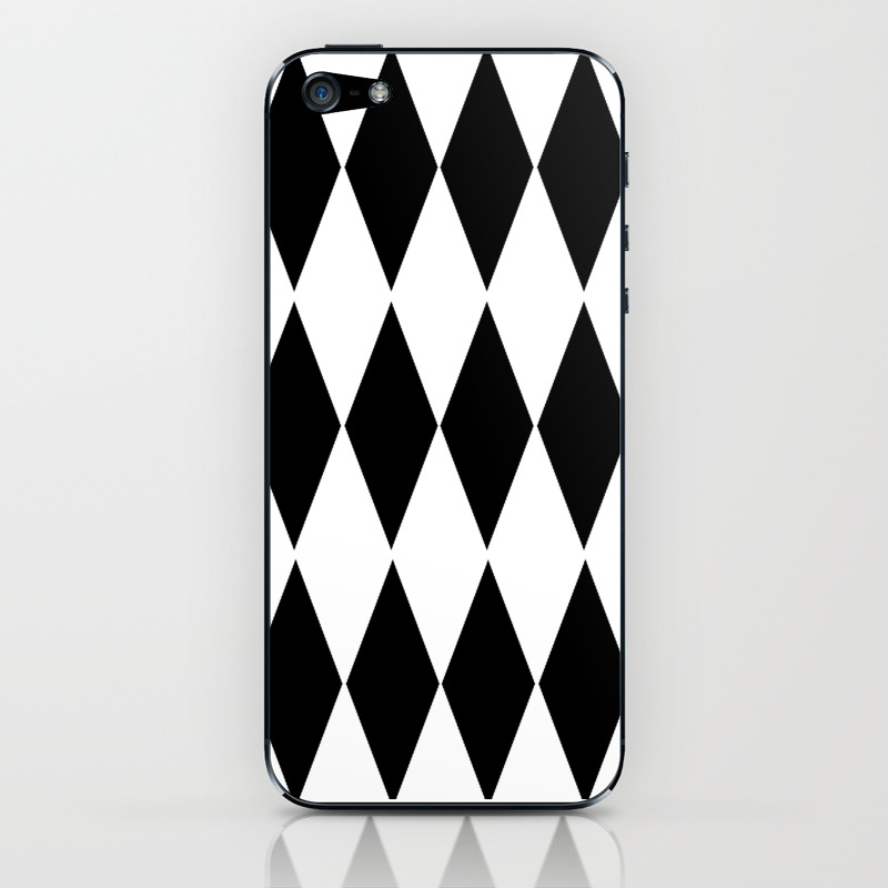 Large White And Black Harlequin Diamond Pattern iPhone & iPod Skin by cradoxcreative