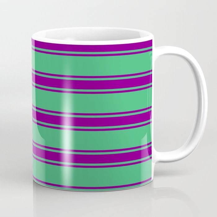 Sea Green and Purple Colored Stripes Pattern Coffee Mug