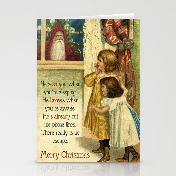 No Escape - funny vintage Christmas card Stationery Cards
