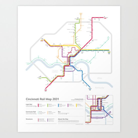 Cincinnati Rail Map 2031 Art Print